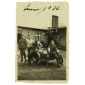 1936 y Germans with motorcycle with sidecar